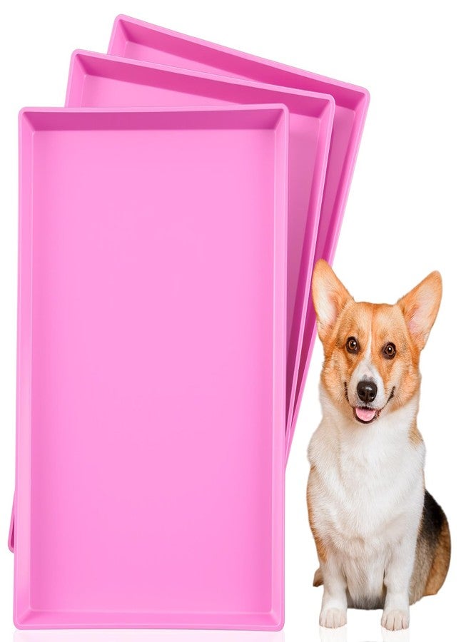 Maxdot 3 Pcs Pink Dog Crate Tray Replacement Pan for 24 Inch Crate Home, Pink Dog Ideal for Potty Training Tray Chew Proof Pet Kennel Plastic Waterproof, Easy to Clean, Ideal for Pet Potty Training - Image 1